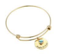 MMXX Bracciale Bangle Regolabile Nome Personalizzato per Donna Acciaio Inossidabile Accessorio Bracciale Opzionale & Pietra Portafortuna Gioielli Raffinati Regalo Premuroso per Madre Amante Amica - B1