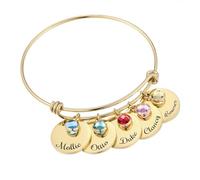 MMXX Bracciale Bangle Regolabile Nome Personalizzato per Donna Acciaio Inossidabile Accessorio Bracciale Opzionale & Pietra Portafortuna Gioielli Raffinati Regalo Premuroso per Madre Amante Amica - B5
