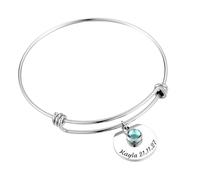 MMXX Bracciale Bangle Regolabile Nome Personalizzato per Donna Acciaio Inossidabile Accessorio Bracciale Opzionale & Pietra Portafortuna Gioielli Raffinati Regalo Premuroso per Madre Amante Amica - A1