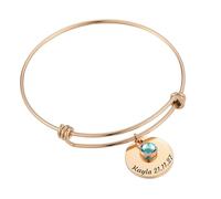 MMXX Bracciale Bangle Regolabile Nome Personalizzato per Donna Acciaio Inossidabile Accessorio Bracciale Opzionale & Pietra Portafortuna Gioielli Raffinati Regalo Premuroso per Madre Amante Amica - C1