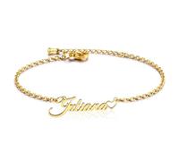 MMXX Bracciale con Nome Personalizzato o Cavigliera per Donna Bracciali Personalizzati con Targhetta in Oro/Argento/Oro Rosa con Pietra Portafortuna Regalo per Madre Fidanzata Figlia - A3