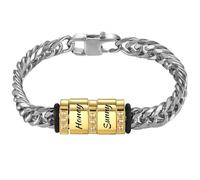 MMXX Braccialetti Personalizzati per Uomo con 1-6 Nomi Catena a Maglie Cubane in Acciaio Inossidabile Bracciale con Nome Identificativo per Papà Nonno Marito Fidanzato Regali per la Festa del Papà -E2