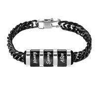 MMXX Braccialetti Personalizzati per Uomo con 1-6 Nomi Catena a Maglie Cubane in Acciaio Inossidabile Bracciale con Nome Identificativo per Papà Nonno Marito Fidanzato Regali per la Festa del Papà -A2