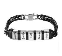 MMXX Braccialetti Personalizzati per Uomo con 1-6 Nomi Catena a Maglie Cubane in Acciaio Inossidabile Bracciale con Nome Identificativo per Papà Nonno Marito Fidanzato Regali per la Festa del Papà -B5