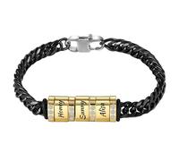 MMXX Braccialetti Personalizzati per Uomo con 1-6 Nomi Catena a Maglie Cubane in Acciaio Inossidabile Bracciale con Nome Identificativo per Papà Nonno Marito Fidanzato Regali per la Festa del Papà -C5