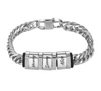 MMXX Braccialetti Personalizzati per Uomo con 1-6 Nomi Catena a Maglie Cubane in Acciaio Inossidabile Bracciale con Nome Identificativo per Papà Nonno Marito Fidanzato Regali per la Festa del Papà -F5