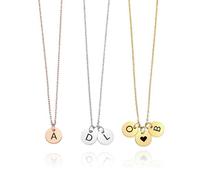 MMXX Collana con Iniziali Personalizzate per Donna Tondo 8 mm Placcato Oro 14K Moneta Minuscola Delicata Collana Disco con Lettere con Pietre di Nascita Collana D'oro per La Madre
