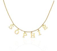 MMXX Collana con Nome Personalizzato e Iniziali - Girocollo da Donna in Oro Argento Delicata per Donne, Fidanzata, Moglie, Mamma - Regali (A2: Unico Foro - Oro)