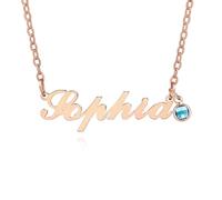 MMXX Collana con Nome Personalizzato per Donna Argento/Oro Rosa Collana con Ciondolo con Nome con Birthstone Regalo Di Gioielleria per La Figlia/Mamma -D