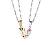 MMXX Collana Coordinata Personalizzata per Coppie Composta da 2 Pezzi Ciondolo a Forma di Cuore in Acciaio Inossidabile con Incisione di Nome Data Collana Amicizia per Fidanzata Fidanzato BFF (B2)