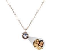 MMXX Collana di Proiezione Personalizzata con Foto All'interno Foto Collana Personalizzato Commemorativa Nascosta Rotondo/Forma del Cuore Ti Amo 100 Lingue Collana per Donna (E3: Oro Rosa)
