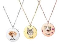 MMXX Collana Personalizzata con Ritratto di Animale Domestico con 1-4 Foto di Cane Gatto Incisi Schizzo/Colore per Donna Regali per Gli Amanti degli Animali Domestici/Mamme di Cani - F1
