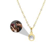 MMXX Collana Proiezione di Immagini Personalizzata Immagine All'interno Collane Personalizzate Donne Regali D'amore Commemorativi con Foto Personalizzate per Mamma Moglie Fidanzata Figlia Amiche - B2