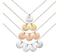 MMXX Collana Targhetta Pietra Natale Personalizzata con 1/2/3/4 Ciondoli per Donna Gioielli Personalizzati Eleganti Acciaio Inossidabile Testo Inciso Regalo Scalda Cuore per Madre Moglie Amica - F2
