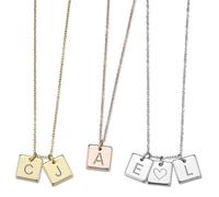 MMXX Collane Personalizzate con Nome/Iniziale per Donna Collana con Lettera Circolare/Quadrata/Barra e Pietre Portafortuna Regali per Mamma Nonna Moglie Amica Compleanno -B1