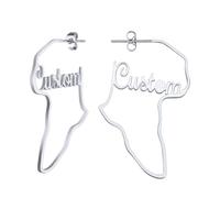 MMXX Orecchini a Cerchio Grandi Personalizzati da Donna Nome Personalizzato Orecchini Rotondo/Mappa Africana Argento/Oro Cerchio Acciaio Inossidabile Regali per Compleanno Moglie Fidanzata - A1