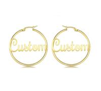 MMXX Orecchini a Cerchio Grandi Personalizzati da Donna Nome Personalizzato Orecchini Rotondo/Mappa Africana Argento/Oro Cerchio Acciaio Inossidabile Regali per Compleanno Moglie Fidanzata - B2