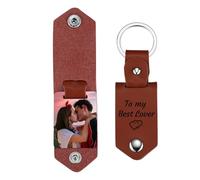 MMXX Portachiavi in Pelle Personalizzato per Uomo Papà Marito Fidanzato Portachiavi Personalizzato con Immagine Foto Testo Nome Regali per la Festa del Papà (B1: Marrone)