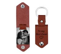 MMXX Portachiavi in Pelle Personalizzato per Uomo Papà Marito Fidanzato Portachiavi Personalizzato con Immagine Foto Testo Nome Regali per la Festa del Papà (B2: Marrone)