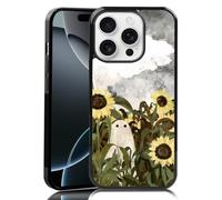 MMYAJT C'è un fantasma nel campo di girasoli adatto per iPhone 16 Pro | Custodia per telefono in TPU antiurto estate nuvola fattoria copertura del telefono regalo per ragazzo ragazza uomini donne