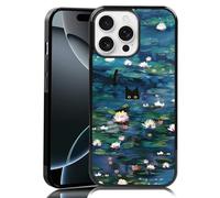 MMYAJT Water Lilies Phone Case Fit for iPhone 16 Pro Max - TPU Shockproof Protective Monet Waterlily Cat Flowers Phone Cover Gift for Boy Girl Men Women