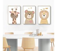 MMZBYAN Quadro moderno e minimalista per la decorazione della stanza dei bambini * 3 disegni senza cornice di gatti, cani, scimmie, 40 × 60 cm