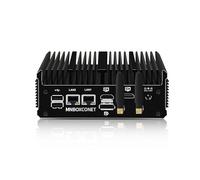 MNBOXCONET Fanless Mini Industrial PC N100, Small Computer, Barebone NO RAM NO SSD, Windows 11 Pro, Dual i226V 2.5GbE LAN, RS232 COM, WiFi5/BT4.2, Business Ufficio Triple Display