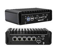 MNBOXCONET Fanless Mini PC J6413 Firewall Industrial, Micro Appliance Hardware 16GB RAM 512GB SSD Computer 5 x 2.5GbE I226-V LAN, OPNsense, 2xRS233 COM, USB C, AES-NI, Triple Display