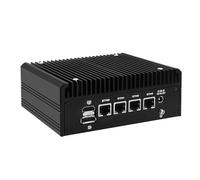 MNBOXCONET Fanless Mini PC Ryzen 5 5500U (6C/12T), Micro Firewall Desktop Computer Office, DDR4 16GB RAM 128GB NVME SSD, 4 x i226V 2.5GbE LAN, USB C HD DP Triple Display