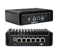 MNBOXCONET Mini PC Core i5 1165G7 Quad Core Fanless Firewall, Micro Appliance Hardware Barebone Computer 6 x 2.5GbE LAN, Console, Sim Card Slot, Win 11 Pro, OPNsense, AES-NI