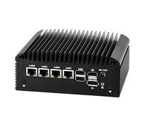 MNBOXCONET Mini PC Fanless N150 per Firewall, Appliance Industriale e Micro Office, 4 x LAN 2.5Gbit + 2 RS232 COM, 16GB RAM 512GB NVMe SSD, 6 USB, Hardware per Router/Server di Casa, Doppio Display