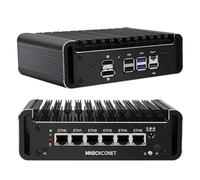 MNBOXCONET Mini PC Firewall Fanless Core i3 1215U(up to 4.4GHz), DDR5 32GB RAM 1TB SSD Micro Appliance Hardware Computer 6 x 2.5GbE I226-V LAN, Win 11 Pro, OPNsense, USB C, TF, AES-NI