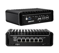 MNBOXCONET Mini PC Firewall Hardware N300, Micro Fanless Appliance Computer 6 x 2.5GbE I226-V LAN, Barebone NO RAM NO SSD, TF Card Slot, HD DP 4K for Businesses Cybersecurity, Support OPNsense WIN