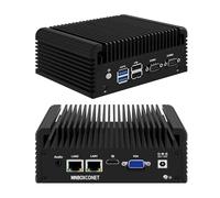 MNBOXCONET Mini PC industriale senza ventola, Celeron N2840, 2 porte seriali RS232, 2 porte Gigabit LAN da 1000 m, micro computer, 8 GB RAM, 64 GB SSD, VG HD, WiFi/BT, SIM Slot