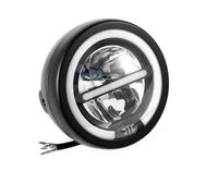 MNBSJKIR Faro anteriore rotondo a LED universale da 6,5" Compatible With motocicletta Cafe Racer, nero, con lampada abbagliante/anabbagliante, compatibile indicatori di direzione Harle