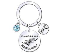 MNBVBV Madrina Portachiavi Regalo“Io amo la mia super madrina” Sii Scolpito Portachiavi per Il Madrina,Regalo di Compleanno,Regalo di Natale