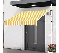 MNBVH Tenda da cortile, tenda da giardino, tenda da porta indipendente, baldacchino da riparo solare con manovella, tenda da balcone, altezza regolabile 3,5 m contro il