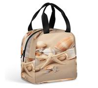 MNBVKL Borsa del pranzo dell'isolamento del di alluminio, stelle marine delle conchiglie sulla borsa del pranzo stampata della sabbia, borsa del pranzo all'aperto, borsa del pranzo di viaggio, borsa
