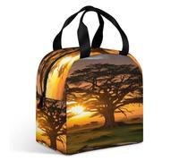 MNBVKL Borsa per il pranzo con tasca, borsa per il pranzo con stampa alba su grande albero, borsa per il pranzo all'aperto, borsa per il pranzo da viaggio, borsa universale per il pranzo