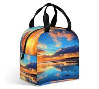 MNBVKL Borsa per il pranzo con tasca, borsa per il pranzo stampata blu tramonto, borsa per il pranzo all'aperto, borsa per il pranzo da viaggio, borsa universale per il pranzo