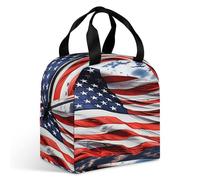 MNBVKL Borsa per il pranzo con tasca, borsa per il pranzo stampata con bandiera americana, borsa per il pranzo all'aperto, borsa per il pranzo da viaggio, borsa universale per il pranzo