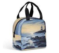 MNBVKL Borsa per il pranzo da picnic, borsa per il pranzo stampata con faro sul mare, borsa per il pranzo all'aperto, borsa per il pranzo da viaggio, borsa universale per il pranzo