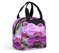 MNBVKL Borsa per il pranzo dell'isolamento del di alluminio, Orchidea viola stampata borsa del pranzo, borsa per il pranzo all'aperto, borsa da pranzo da viaggio, borsa universale per il pranzo