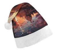 MNBVKL Cappello di Natale, cappello di Natale stampato al tramonto di Roma, cappello di Natale per adulti, cappello di Natale multifunzionale