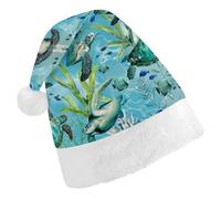 MNBVKL Cappello di Natale, cappello di Natale stampato blu tartaruga marina, cappello di Natale per adulti, cappello di Natale multifunzionale