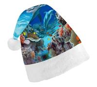 MNBVKL Cappello di Natale, cappello di Natale stampato con delfini di pesce di mare, cappello di Natale per adulti, cappello di Natale multifunzionale