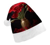 MNBVKL Cappello di Natale, cappello di Natale stampato con garofano romantico, cappello di Natale per adulti, cappello di Natale multifunzionale