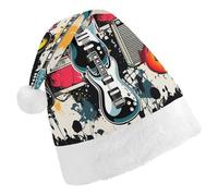 MNBVKL Cappello di Natale, cappello di Natale stampato con motivo musicale rock, cappello di Natale per adulti, cappello di Natale multifunzionale
