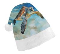 MNBVKL Cappello di Natale, cappello di Natale stampato tartaruga marina, cappello di Natale adulto, cappello di Natale multifunzionale