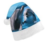 MNBVKL Cappello di Natale, due delfini nell'acqua stampato cappello di Natale, cappello di Natale adulto, cappello di Natale multifunzionale